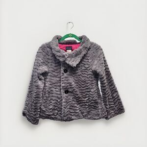 Patagonia Pelage Faux Fur Gray Soft Coat Button Jacket Size Girl’s Large  12